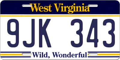 WV license plate 9JK343