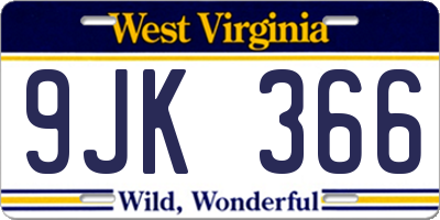WV license plate 9JK366