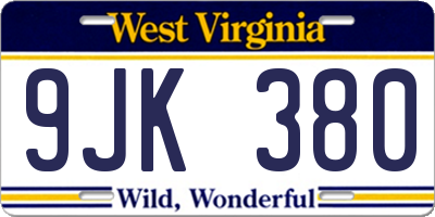 WV license plate 9JK380