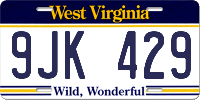 WV license plate 9JK429