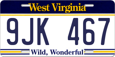 WV license plate 9JK467