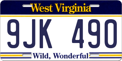 WV license plate 9JK490