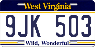 WV license plate 9JK503