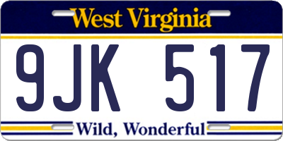 WV license plate 9JK517