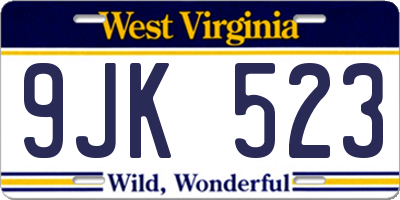 WV license plate 9JK523