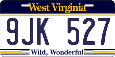 WV license plate 9JK527