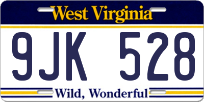 WV license plate 9JK528