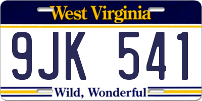 WV license plate 9JK541