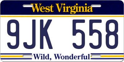WV license plate 9JK558