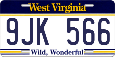 WV license plate 9JK566