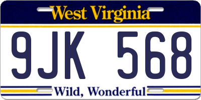 WV license plate 9JK568