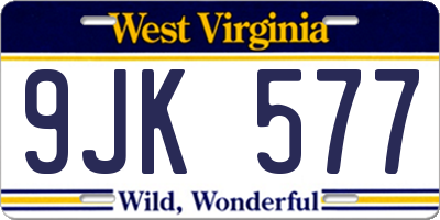 WV license plate 9JK577