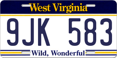 WV license plate 9JK583