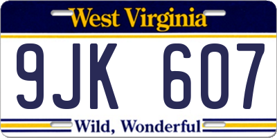 WV license plate 9JK607