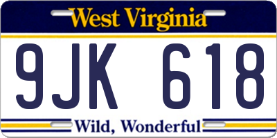 WV license plate 9JK618