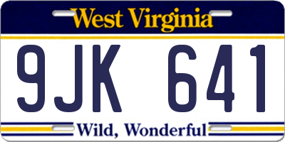 WV license plate 9JK641