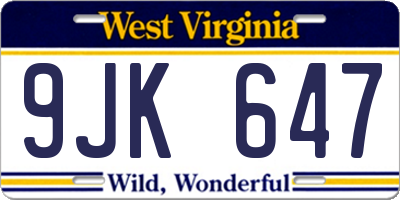 WV license plate 9JK647