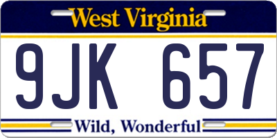 WV license plate 9JK657
