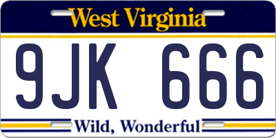 WV license plate 9JK666
