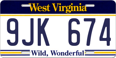 WV license plate 9JK674
