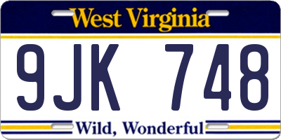 WV license plate 9JK748