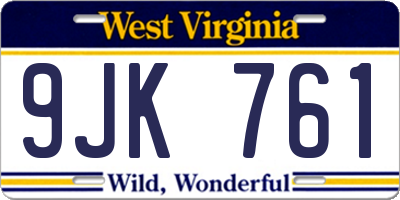 WV license plate 9JK761