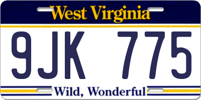 WV license plate 9JK775