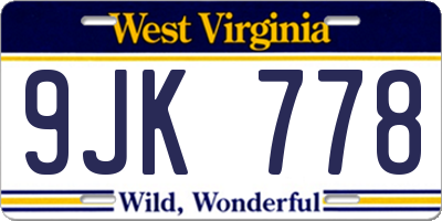 WV license plate 9JK778