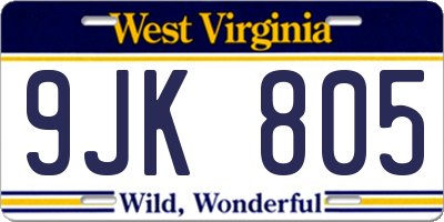 WV license plate 9JK805
