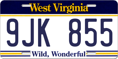 WV license plate 9JK855