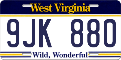 WV license plate 9JK880