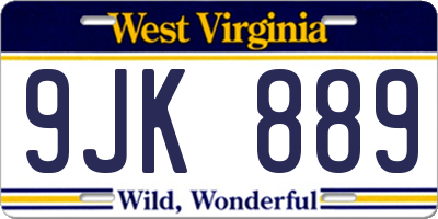 WV license plate 9JK889