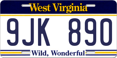 WV license plate 9JK890