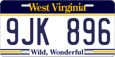 WV license plate 9JK896