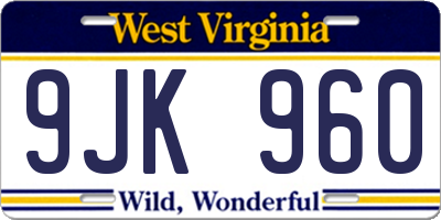 WV license plate 9JK960