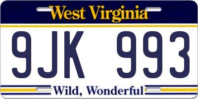 WV license plate 9JK993
