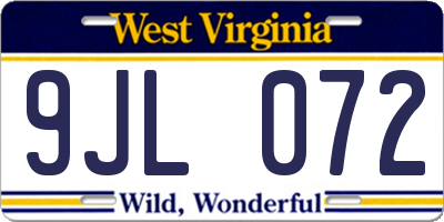WV license plate 9JL072