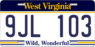 WV license plate 9JL103