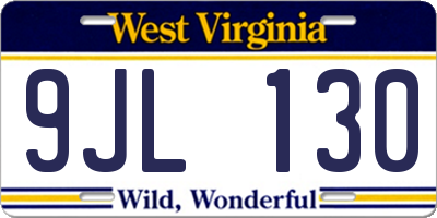 WV license plate 9JL130