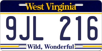WV license plate 9JL216