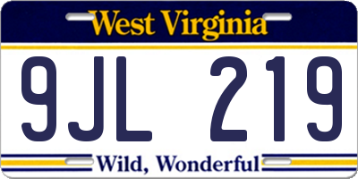 WV license plate 9JL219