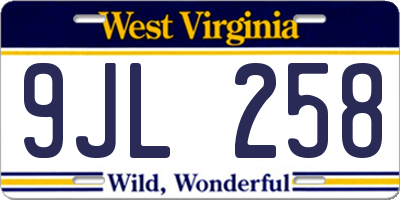 WV license plate 9JL258