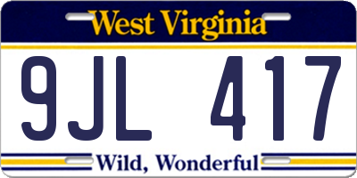 WV license plate 9JL417