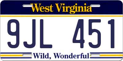 WV license plate 9JL451