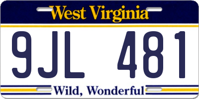 WV license plate 9JL481