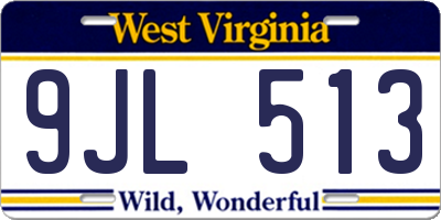 WV license plate 9JL513
