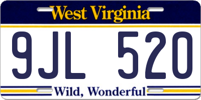 WV license plate 9JL520
