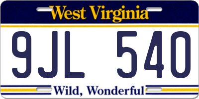 WV license plate 9JL540