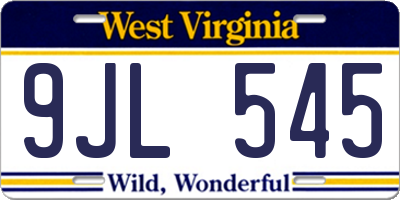 WV license plate 9JL545
