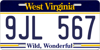 WV license plate 9JL567